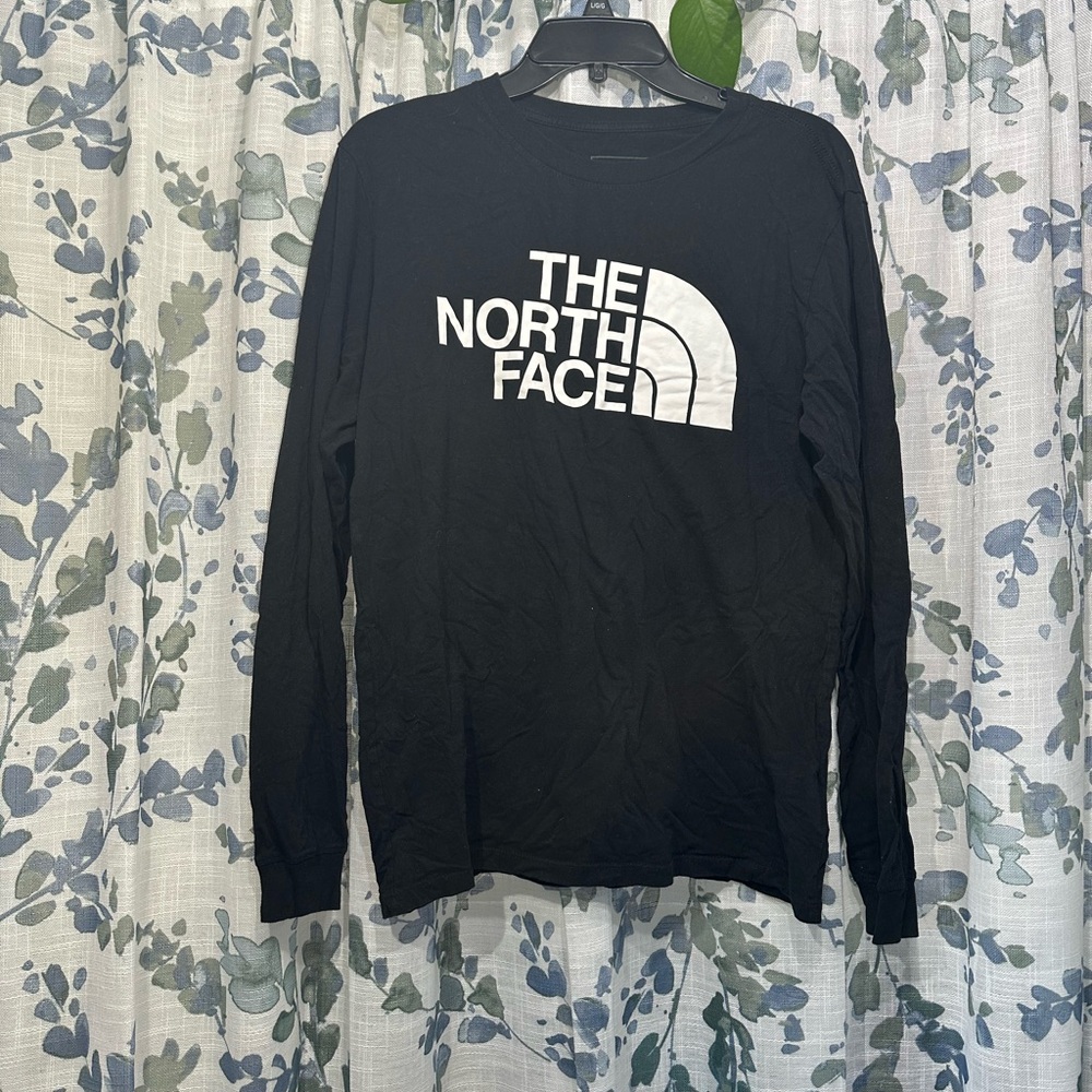 The North Face Mens Black and White Logo Long Sleeve